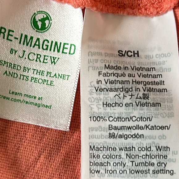 J Crew Slub Tee w Vented 3/4 Sleeves. Peach/Cantaloupe Color Size S Cotton - Picture 6 of 9